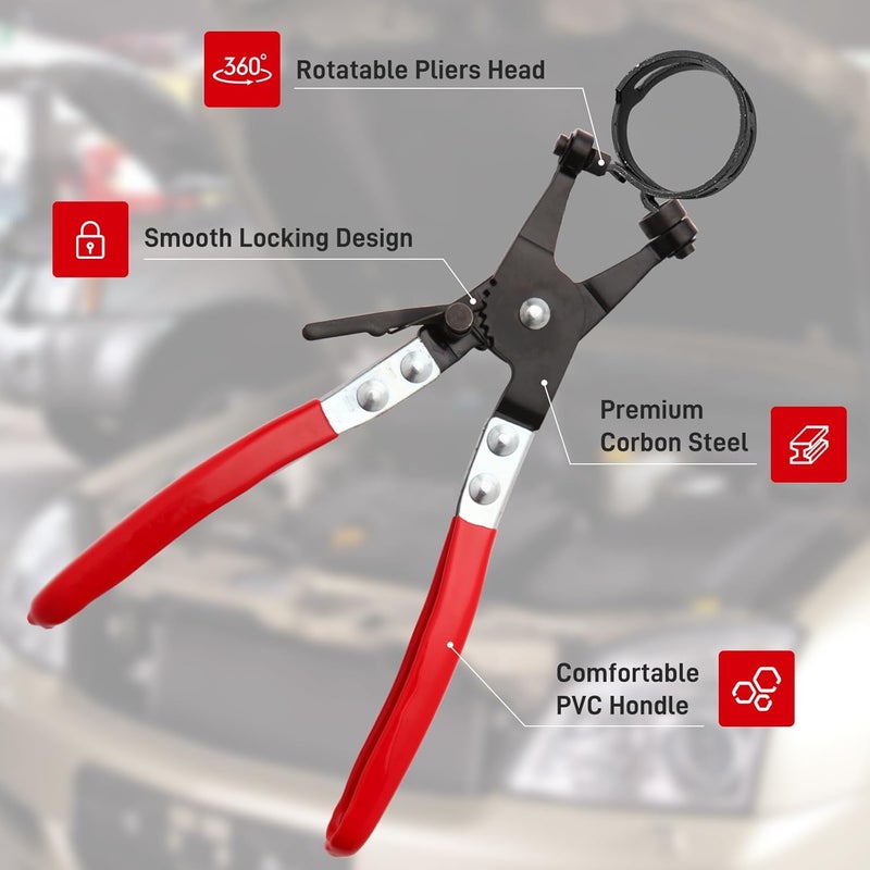 Aleric Hose Clamp Pliers, Automotive Hose Clamps Pliers Repair Tool with Swivel Flat Band for Removal and Installation of Ring or Flat Type Hose Clamps, Spring Clamp Pliers Hose Clamp Removal Tool - Image 3